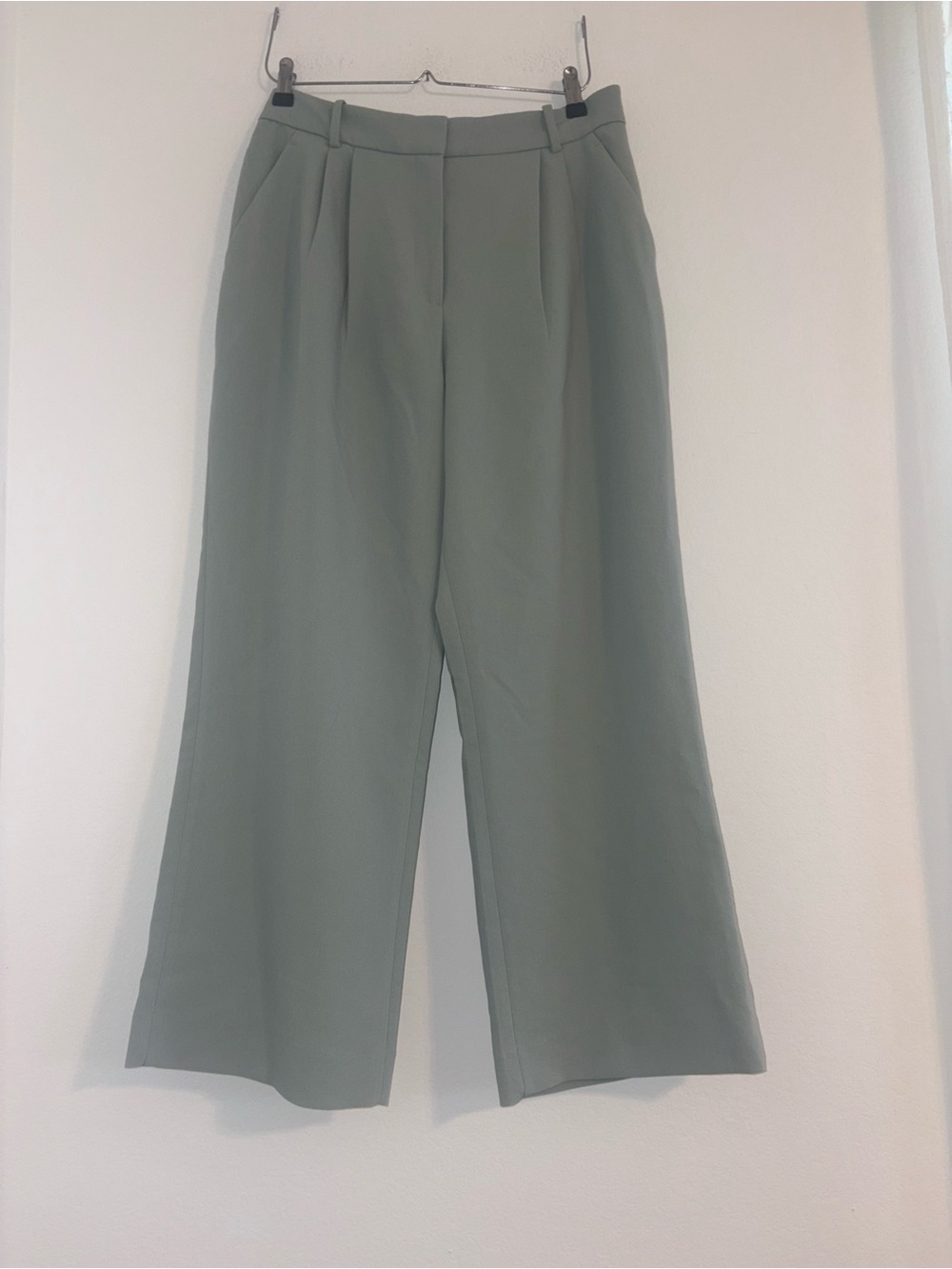 Abercrombie & Fitch Curve Love A&F Sloane Tailored Wide Leg Pant Sage - Picture 3 of 13